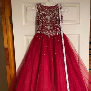 Tiffany girls pageant dress red wine color